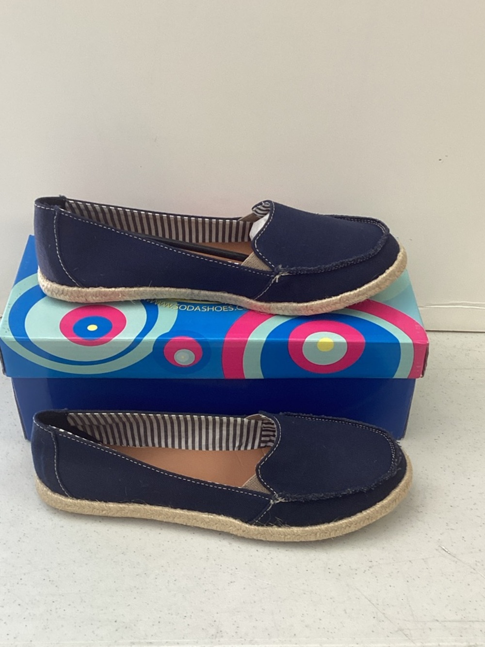 Soda Navy Canvas Slip-On Espadrille Flats